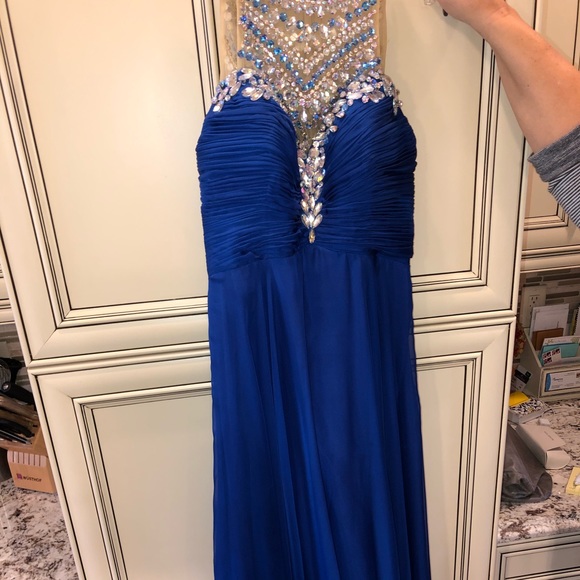 Rachel Allan- Royal blue empire jewel prom dress - Picture 6 of 8